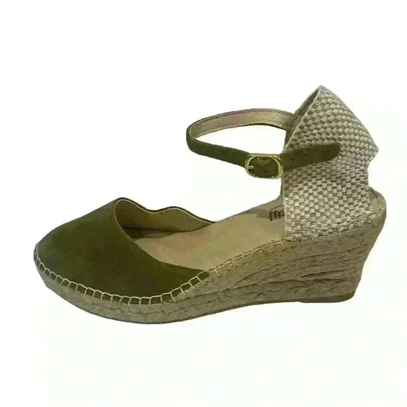 Espadrij l'originale Women Suede Green Jute Heels Ankle Strap Platform Sz 40/ 10 - Picture 13 of 16